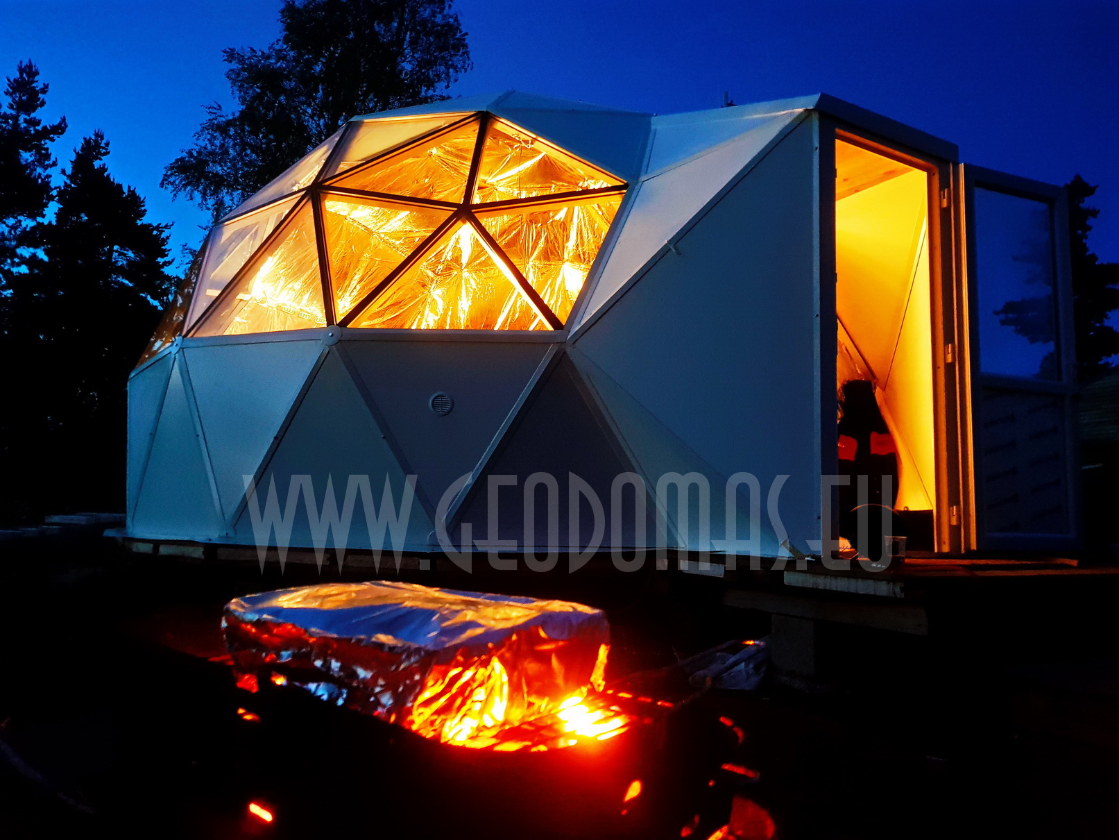 30m² LUXURY GLAMPING  Ø6m Dome  | Panel & Glass FAÇADE