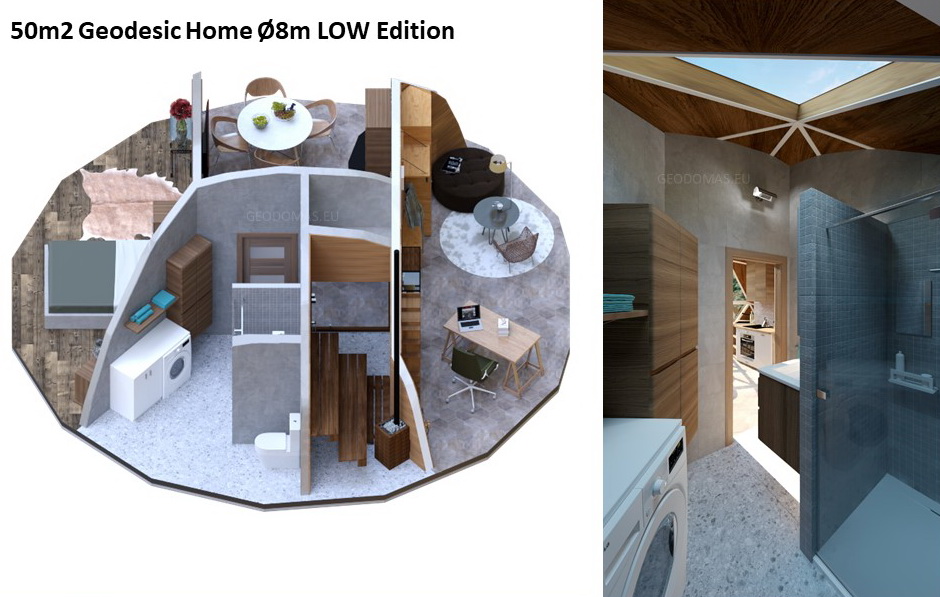 50m2 Geodesic Home Ø8m LOW Edition | Dome Building Kit’s